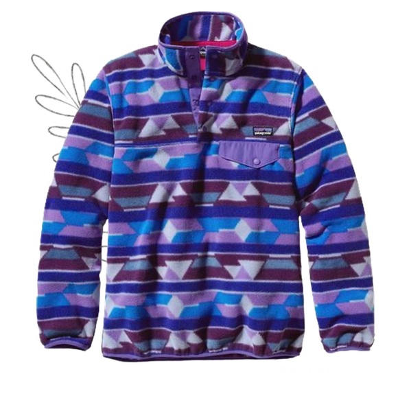 Patagonia Jackets & Blazers - Patagonia Purple & Blue Geometric Fleece Pullover